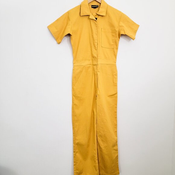 Nooworks Short Sleeve Coveralls Jumpsuit Mustard Yellow XXS - Picture 2 of 8